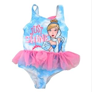 Disney Girls Cinderella Swimsuit Blue and Pink Tutu Swimsuit Size 4T